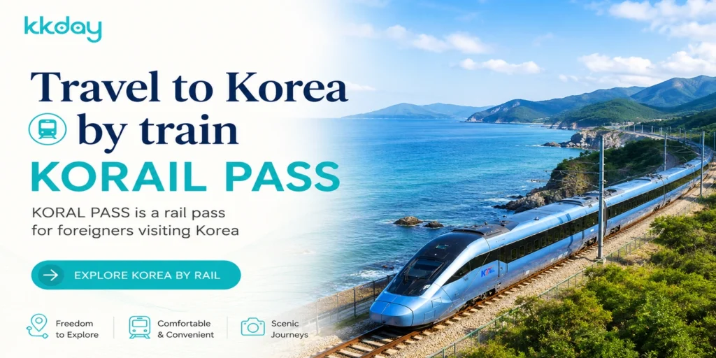 KORAIL PASS Korea rail travel coastal train banner with kkday