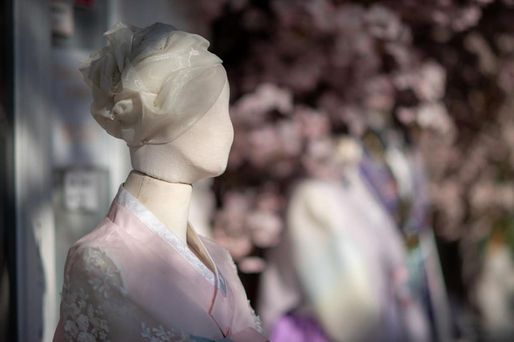 Hanbok rental display in Seoul traditional Korean dress shop