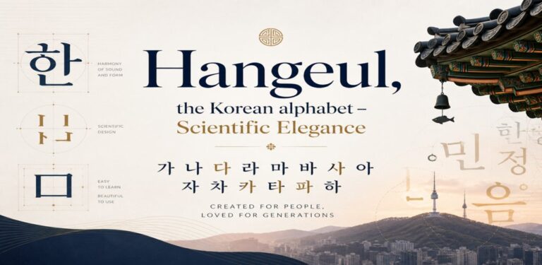 Hangeul Korean alphabet scientific design elegant typography Korea cultural heritage