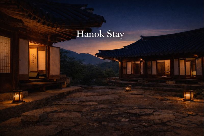 Traditional Korean hanok house in Seoul at sunset Wearing hanbok at Gyeongbokgung Palace Korea Korean tea ceremony in traditional hanok setting