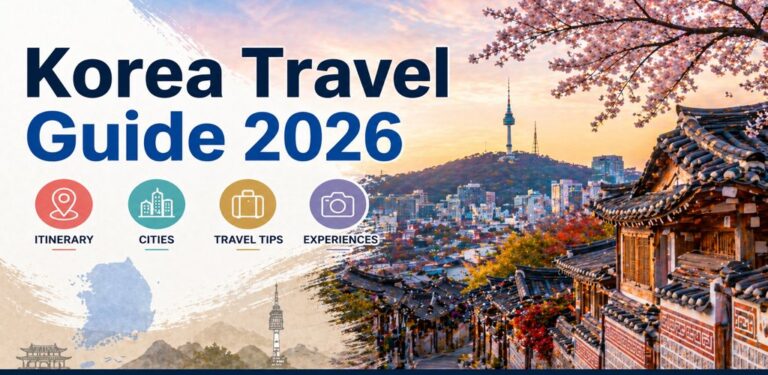 Korea travel guide 2026 itinerary cities travel tips skyline hanok village view