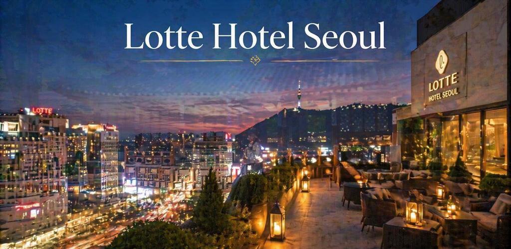 Lotte Hotel Seoul luxury rooftop view in Myeongdong Seoul skyline at night