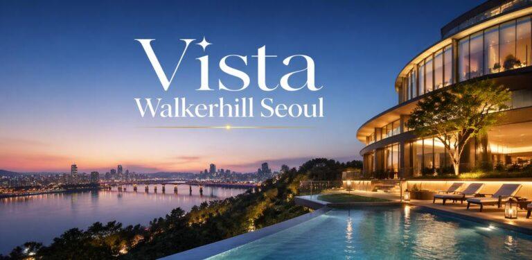 Vista Walkerhill Seoul luxury hotel overlooking Han River skyline at sunset