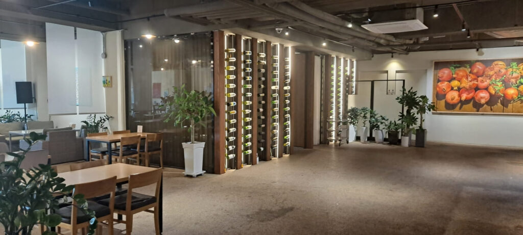 Wine zone and Artwork Display - Le Franc Rooftop Cafe Insa-dong Seoul Korea