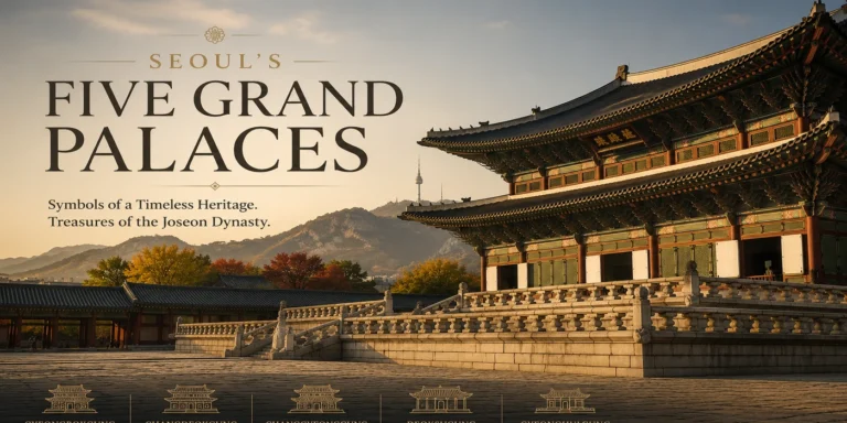 Seoul five grand palaces Joseon dynasty Korean palace travel banner